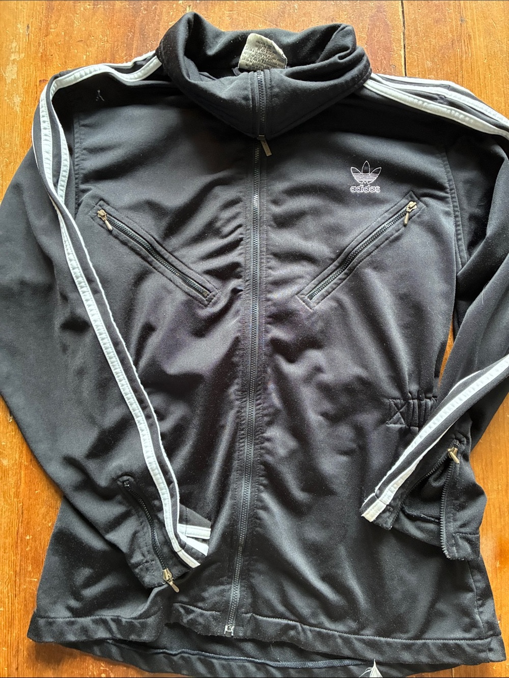 Vintage 90s Adidas Trefoil Cinched Waist 4-Zip Track Jacket